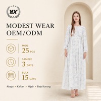 Robe longue plissée droite à imprimé floral bleu personnalisé pour femme, col bateau, poignets à nouer, en mousseline, style modeste, OEM ODM, marque privée, tenue musulmane