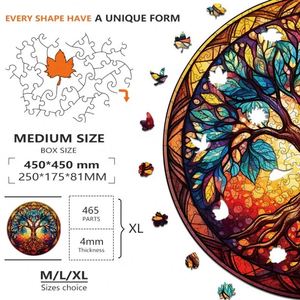 Rompecabezas del Árbol de la Vida, Divertido y Estimulante, Regalo Creativo para la Salud del Cerebro, Forma Única e Irregular, Rompecabezas de Madera para Adultos - Product Image 2