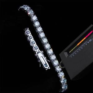 Bracelet tennis Moissanite Iced Out VVS en argent sterling 925, chaîne simple rangée, diamants continus, certifié GRA - Product Image 3