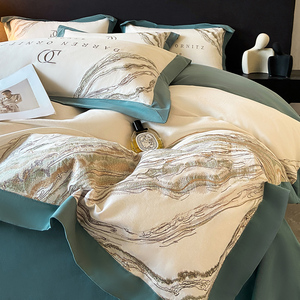 Luxury 180-count Cotton Bedding Set Scenic Pattern Breathable Home Use - Product Image 2