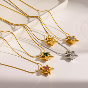 Cadena de Clavícula <span class=keywords><strong>Dina</strong></span> Luxury <span class=keywords><strong>Star</strong></span> con Circonitas, Elegante, Chapada en Oro de 18K, Acero Inoxidable Antidesvanecimiento, Joyería para Mujer - Product Image 1