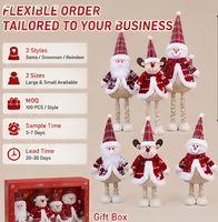 Figurines de Noël rétractables à longues jambes : Père Noël, Bonhomme de neige, Renne, Gnome à carreaux rouges – Décoration de table de Noël pour la maison