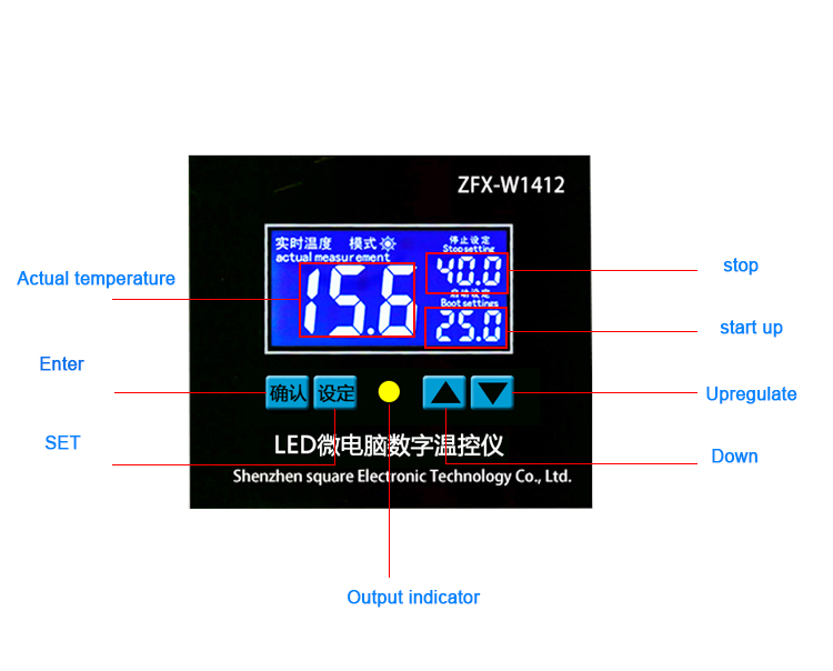 AC110V AC220V Microcomputer Digital Temperature Controller Intelligent High Accuracy Temp Control Thermostat ZFX-W1412(图2)