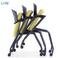 Chaise de formation pliante en maille Liyu pour salle de conférence avec tablette d'écriture, table d'étude et chaise de bureau tout-en-un