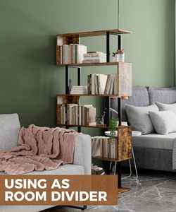 <strong>Tall</strong> Book <strong>Shelf</strong> <strong>Unit</strong> for Living Room Bedroom, White Special Shaped Wooden Bookcase - Product Image 4