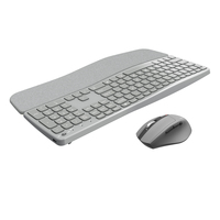 Nuevo Teclado Inalámbrico Ergonómico Ultra Delgado con Retroiluminación LED, Interruptor de Tijera, BT4.2+2.4GHz, Combo de Ratón Recargable 3 en 1