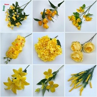 Fleurs de mariage jaunes citron simulées de 24 ans pour les décorations de Noël et d'hôtel, fleurs artificielles durables