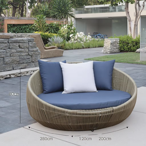 Sofá cama <span class=keywords><strong>de</strong></span> ratán tejido <span class=keywords><strong>de</strong></span> metal <span class=keywords><strong>para</strong></span> <span class=keywords><strong>jardín</strong></span> y playa, cama Nido <span class=keywords><strong>de</strong></span> Pájaro, cojín, patio exterior, tumbona, cama <span class=keywords><strong>de</strong></span> día - Product Image 2