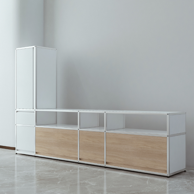 2026 New Modern Metal Wooden Modular Credenza Cabinet Storage TV Stand for Home Living Room Bedroom Home Bar Dining