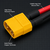 Connecteur haute performance XT60 XT90, gaine en silicone PBT IP66, conducteur en cuivre étamé à 2 fils, 600V, pour UAV, FPV, course de drones, moto