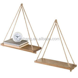OEM madera quemada <span class=keywords><strong>cuerda</strong></span> colgante estantes sala de estar marrón estante <span class=keywords><strong>cuerda</strong></span> pared madera flotante rústico estante colgante - Product Image 1