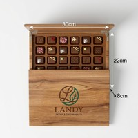 Boîte à chocolats en bois de luxe Landy, premium, 24/30 compartiments, boîte de rangement artisanale pour truffes, pour cadeaux gastronomiques, vente en gros