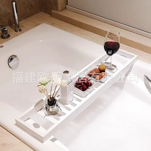 Estante de bambú para bañera, estante plano para baño de hotel, estante de almacenamiento multifuncional para bañeras y tinas, disponible para - Product Image 2
