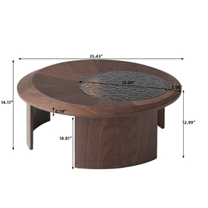 Mesa de Centro Moderna de Madera de Nogal de Voxhome USA, Envío Directo, Mesa Redonda Creativa de Pizarra Negra para Sala de Estar, Panel de Madera - Product Image 6