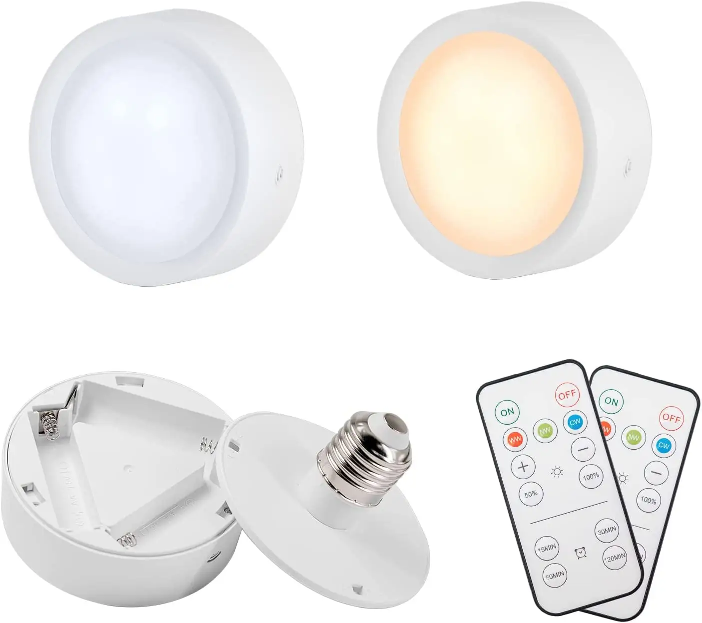 Uzaktan zamanlayıcı kısılabilir LED Puck ışıkları ile lambalar için pil işletilen ampuller mutfak buzlu cam Modern duvara monte lavabo