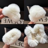 Mini pince à cheveux en fourrure de lapin Rex véritable, douce et moelleuse, mignonne, confortable et chaude, pour le dos de la tête, pour femmes, à porter au quotidien, cadeau de fête