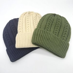 Bonnet d'hiver en velours arctique tricoté torsadé, doublé polaire, avec logo personnalisé, en acrylique, nylon et PBT élastique, vente en gros - Product Image 1