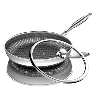 Chảo rán mini bằng thép không gỉ 22cm, tương thích với bếp từ, có nắp kính, dùng cho nhà bếp và khách sạn - Product Image 1