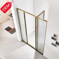 Pintu Kamar Mandi Modern dengan Kaca Tempered Tebal 8mm, Desain Terpisah Kering-Basah, Bingkai Stainless Steel Brushed, Model Lurus