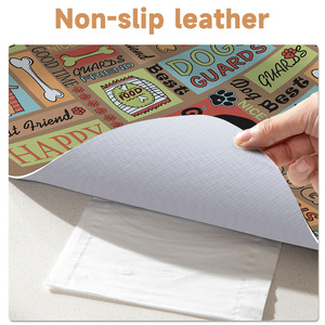 Tapete rectangular impermeable de cuero para perros, tapete de alimentación para mascotas con diseño de perro de dibujos animados - Product Image 5