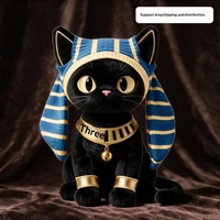 Peluche de chat égyptien avec rembourrage en polyester et coton PP, adorable pendentif chat noir, ornement décoratif à suspendre