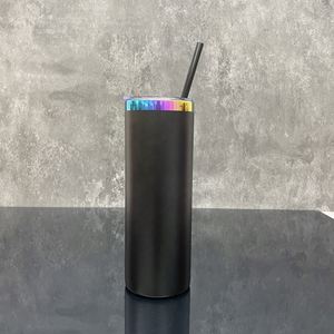 Vaso recto delgado de 20 oz con recubrimiento de polvo colorido efecto espejo arcoíris en la parte inferior, para grabado láser, desde almacén de EE. UU. - Product Image 4