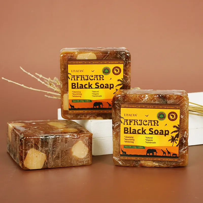 Barres de savon noir naturel biologique, exfoliant fait à la main, blanchissant, africain, marque privée