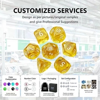 Ensemble de 7 dés polyédriques en résine translucide, faits à la main, à bords vifs, personnalisés pour les jeux de rôle Dungeons and Dragons