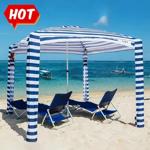 定制批发紫外线50 + M XL户外便携式凉爽沙滩小屋帐篷，折叠铝杆野营旅行遮阳伞