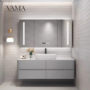 VAMA <span class=keywords><strong>Paris</strong></span> Gris Nouvelles Tendances Cabinet Quatre Tiroirs Mur Monté Flottant Salle De Bains Vanité - Product Image 1