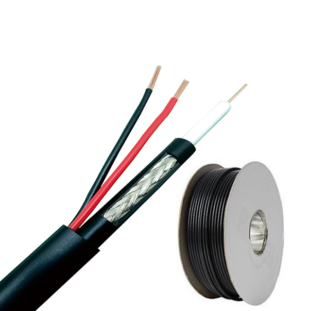 PE PVC jacket 305m per roll composite rg59 +2c siamese coaxial cable for CCTV camera communication