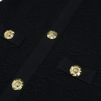 Robe Courte Femme Tricotée Extensible de Haute Qualité, Nouveau Style Été, Tissu Texturé en Relief, Boutons, Manches Courtes, Tendance Socialite