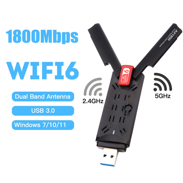 RTL8832AU WiFi6 USB3.0 WiFi Wireless Network Card Free Driver AX1800 Dual Band USB Adapter 1800Mbps Wifi 6 USB Dongle Adapter