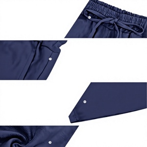 Men Solid Color Breathable Knitted Polyester/Cotton Hooded Short Sleeve Shirt Set Button-Up Top Elastic Waist Shorts Casual - Product Image 6
