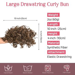 Chignon synthétique bouclé crépu avec cordon de serrage, en fibre haute température, effet <span class=keywords><strong>afro</strong></span> ébouriffé et volumineux, élastique, 60g, application facile - Product Image 3