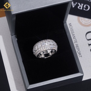 ZUANFA JEWELRY Moissanite Eternity Band <b>Ring</b> 925 Silver Rhodium Plated <b>Mens</b> Hip Hop Iced Out Luxury <b>Rings</b> - Product Image 1