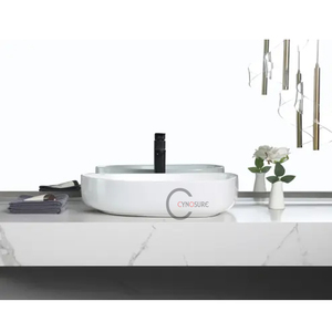 มาตรฐานยุโรปออกแบบที่เรียบง่ายอ่างล้างหน้าสีขาวศิลปะอ่างสี่เหลี่ยมหรูหรารอบรูปร่างสำหรับห้องน้ำโรงแรม - Product Image 4