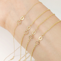 Chaîne de collier en gros, maillons en O de 0,9 mm, 1,35 mm, 1,55 mm, 1,75 mm, 18 pouces, avec fermoir à ressort, en or véritable 14 carats AU585