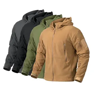 OBSHORSE Custom Outdoors Thick Winter Polar Fleece Windbreaker Coat Hooded For Men Black Tactical High Quality Jacket