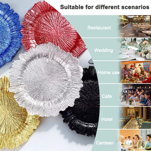 Ensemble d'assiettes en verre <span class=keywords><strong>noir</strong></span> clair de 13 pouces avec chargeur en verre de luxe en forme de soleil assiettes à dîner pour la vaisselle de mariage - Product Image 4