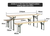 Ensemble table et banc pliants en bois de sapin massif poli et lisse, avec pieds en métal robustes et bords arrondis, pour jardin, terrasse, fête, repas en plein air