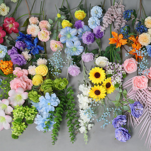 Décoration de scène de jardin Monet avec des roses artificielles, art floral, ensemble pour café, vitrine de magasin, paysage en plastique et soie - Product Image 3