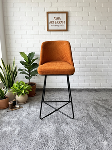 Luxury Suede Fabric Bar Chair with Metal Frame Bar <b>Stool</b> for Kitchen Counter Furniture - Product Image 5