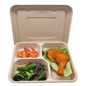 3 4 Compartment Food Container Biodegradable Sugarcane Bagasse Lunch Box With Lid
