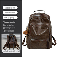 Sac à dos d'étudiant grande capacité, en cuir PU, version coréenne, sac de voyage décontracté pour homme, sac à dos rétro, sac pour ordinateur
