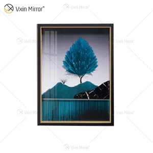 Pintura de árvores de estilo antigo vxin WXPA-003, pintura com espelho de penas para sala de estar, à venda