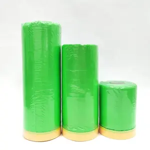 OEM Custom Green Color Width And Length Pre Taped Pe Plastic Masking Film For Auto Painting