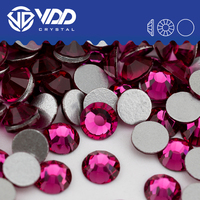 Strass en verre VDD 042 Fuchsia SS3-SS50, cristaux non thermocollants à dos plat, diamants pour décorations d'ongles DIY