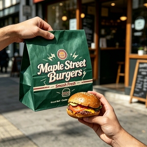 Bolsa de Papel Kraft Personalizada Ecológica para Llevar Comida Rápida, Hamburguesas, Hot Dogs, Sándwiches, Pollo, Resistente a la Grasa - Product Image 1