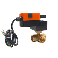 Winvall Système HVAC Vanne de commande motorisée Vanne à boisseau sphérique en laiton 24V 3 voies 0-10V Actionneur électrique Vanne proportionnelle à poignée manuelle